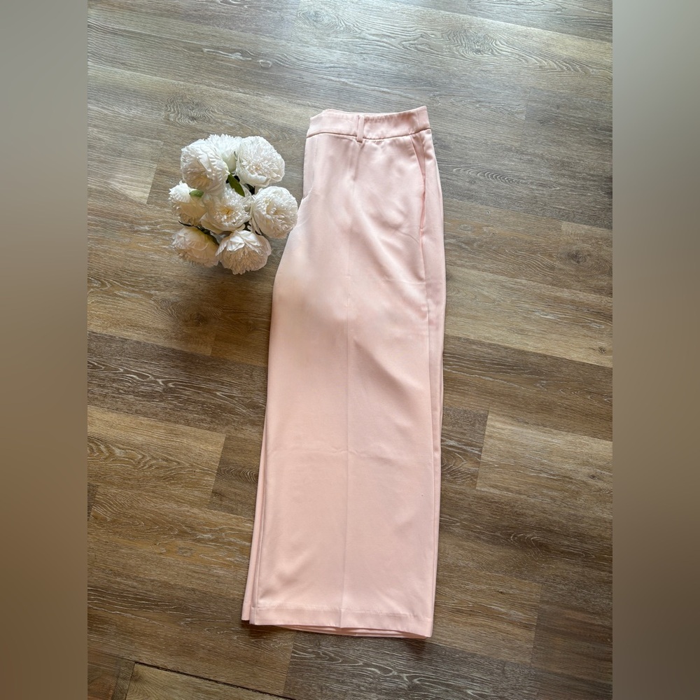 Eloquii Venice Pale Pink Crepe Women's Wide Leg Trousers Pants 18